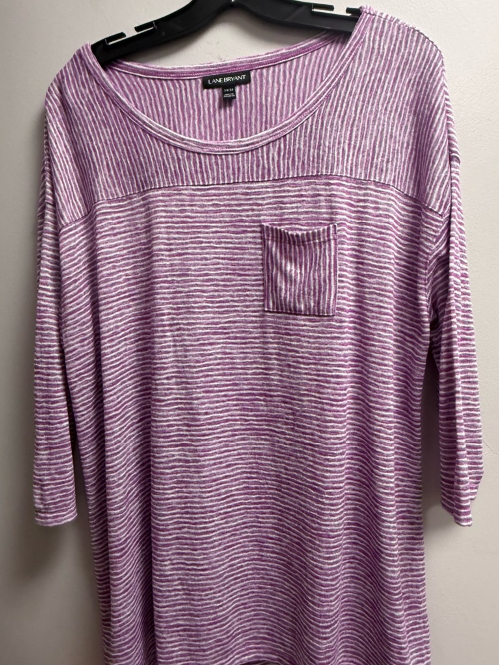 2/$29 on $29 Tops. EUC Lane Bryant Pink/Fuchsia Striped Top w/Front Pocket 14/16